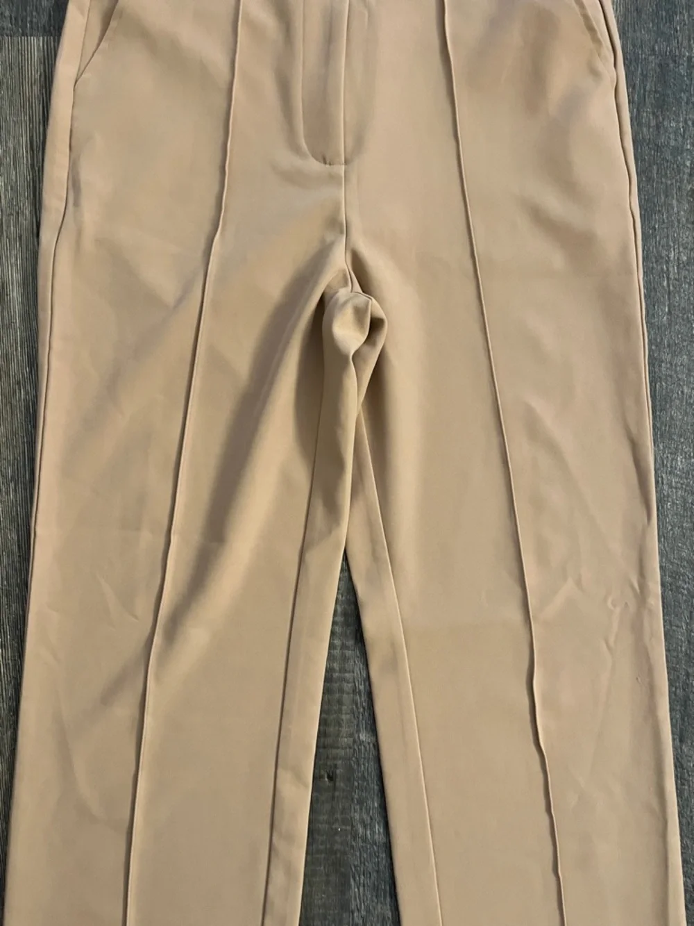Tailored High-Rise Wide Leg Pants in Light Tan - Picture 5 of 10